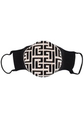 Balmain logo-intarsia knitted cotton face mask