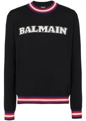 Balmain logo-jacquard merino jumper