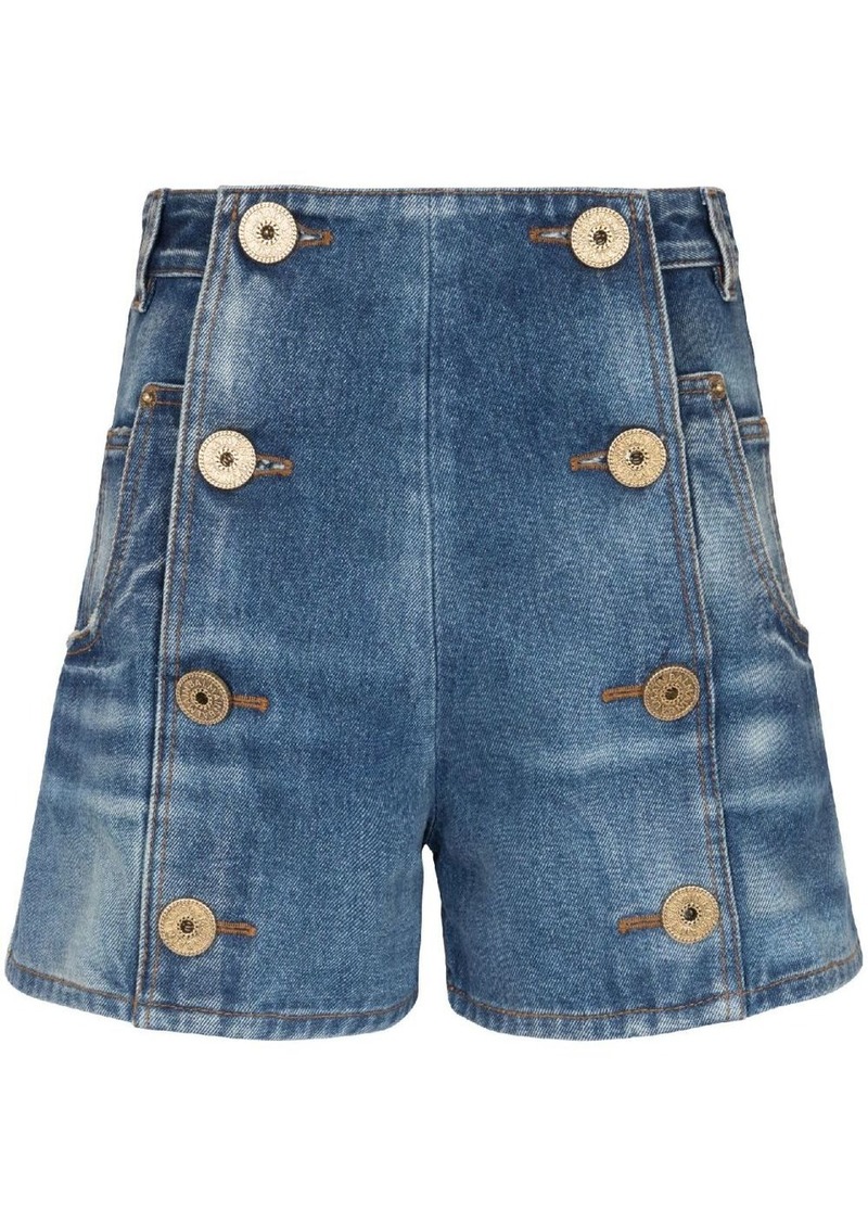 Balmain logo-patch cotton shorts