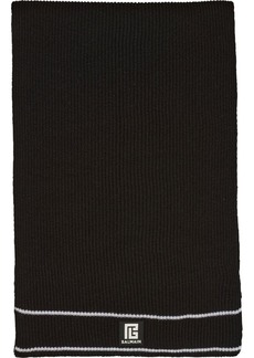 Balmain logo-patch ribbed scarf