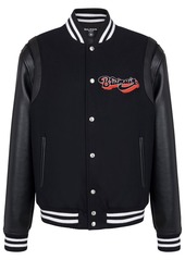 Balmain logo-patch virgin wool bomber jacket