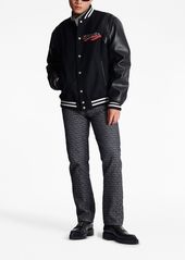 Balmain logo-patch virgin wool bomber jacket