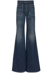 Balmain logo-patch wide-leg jeans