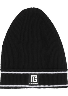 Balmain logo-patch wool beanie