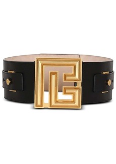 Balmain logo-plaque leather belt