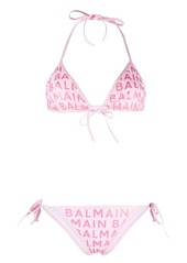 Balmain logo-print bikini set
