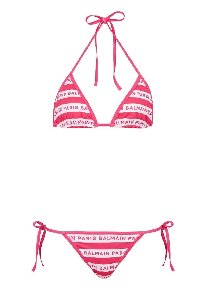 Balmain logo-print bikini set
