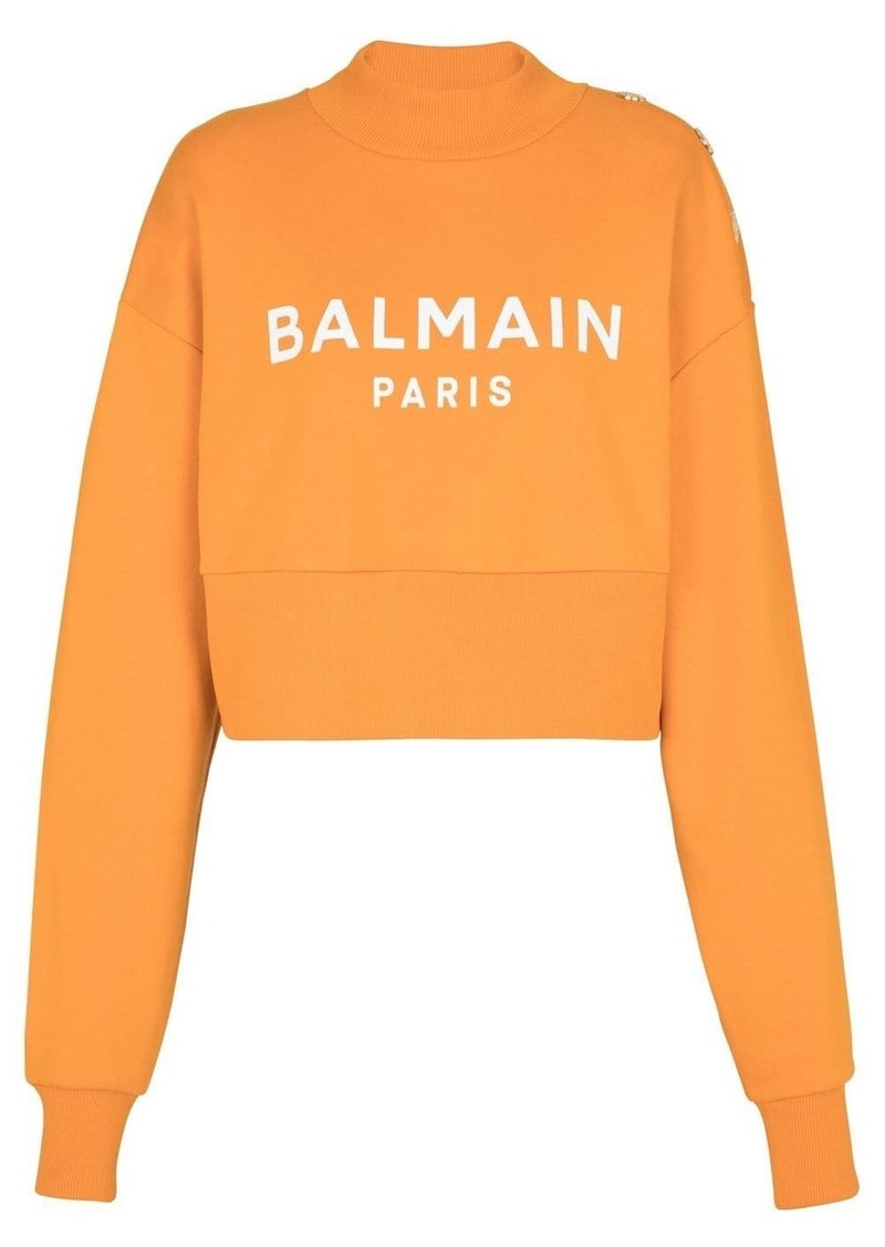 Balmain logo-print organic-cotton sweatshirt