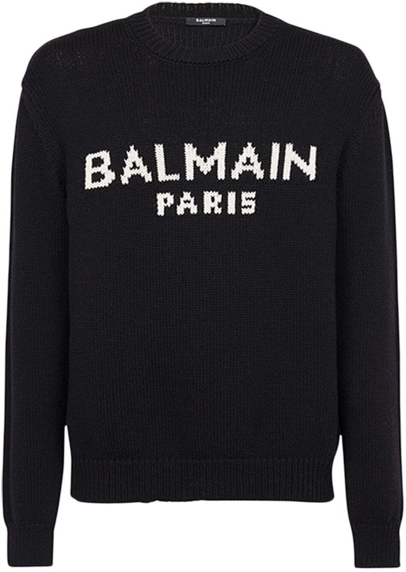 Balmain logo-print crew-neck jumper