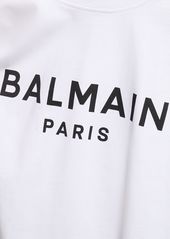 Balmain Logo Print Cropped Cotton Jersey T-shirt