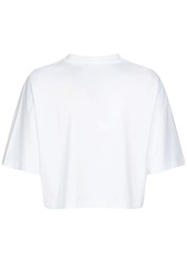 Balmain Logo Print Cropped Cotton Jersey T-shirt