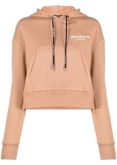 Balmain logo-print cropped hoodie