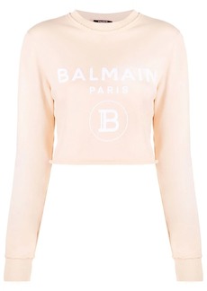 Balmain logo-print cropped sweatshirt