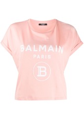Balmain logo print cropped T-shirt