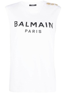 Balmain logo-print detail tank top