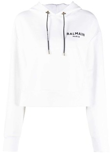 Balmain logo-print cropped hoodie