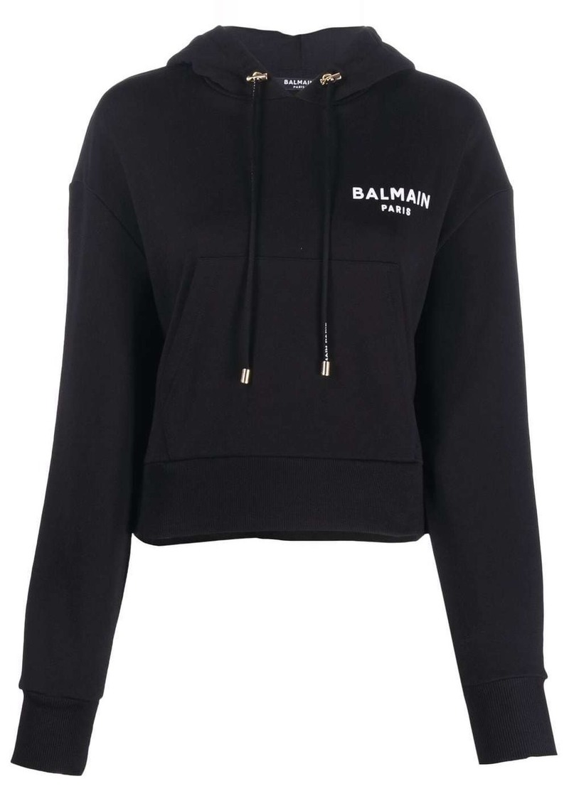 Balmain logo print drawstring hoodie