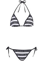 Balmain logo-print halterneck bikini