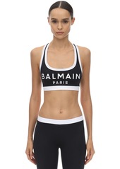 Balmain Logo Print Lycra Sports Bra