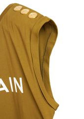 Balmain Logo Print Organic Cotton Tank Top