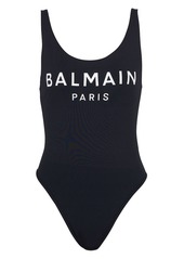 Balmain logo-print scoop-back swimsuit