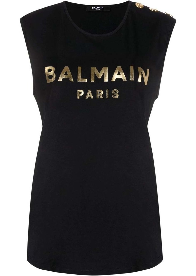 Balmain logo-print sleeveless T-shirt