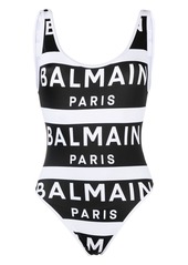 Balmain logo-print U-neck swimsuit