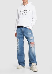 Balmain Logo Printed Cotton Hoodie