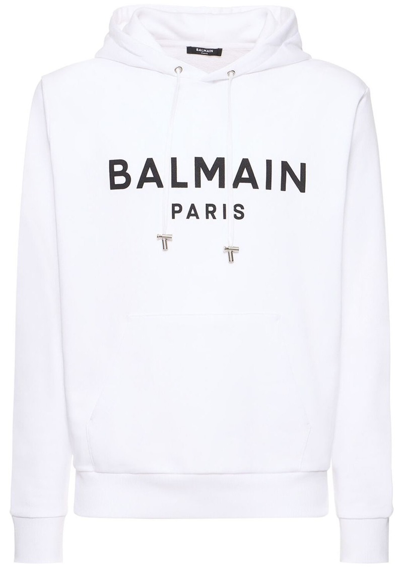 Balmain Logo Printed Cotton Hoodie