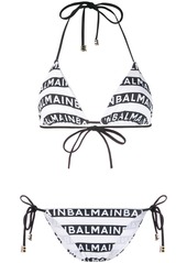 Balmain logo stripes bikini