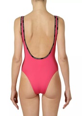 Balmain Logo-Tape One-Piece Swimsuit