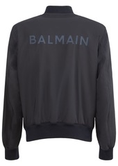 Balmain Logo Zipped Nylon Bomber Jacket