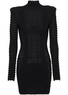 Balmain long-sleeve textured minidress