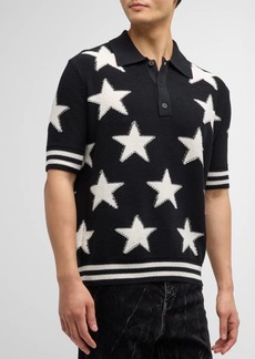 Balmain Men's Knit Star Polo Shirt