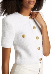 Balmain Metallic Knit Crop Cardigan