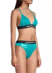 Balmain Metallic Triangle Bikini