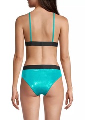 Balmain Metallic Triangle Bikini Top