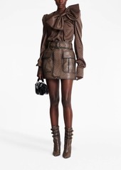 Balmain monogram-print leather miniskirt