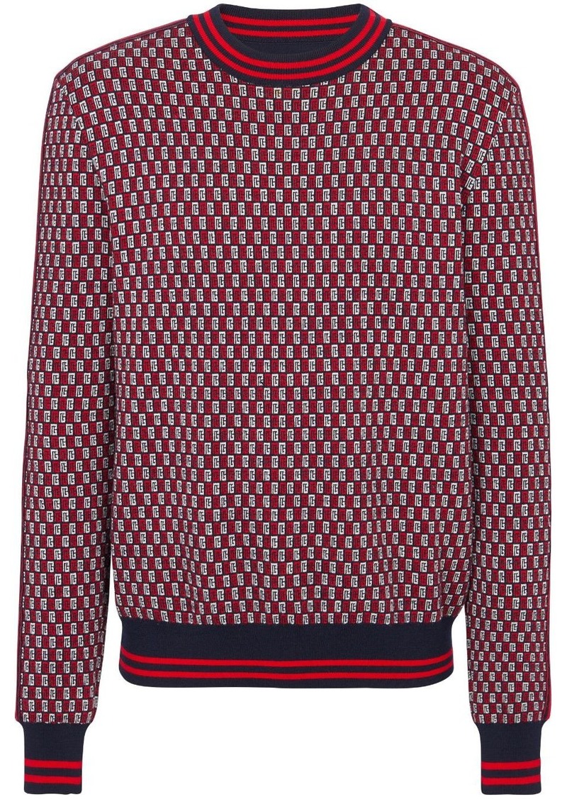 Balmain monogram check-pattern jumper