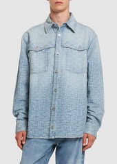 Balmain Monogram Jacquard Cotton Denim Shirt