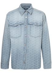 Balmain Monogram Jacquard Cotton Denim Shirt