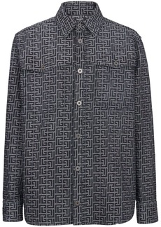 Balmain monogram-jacquard denim shirt