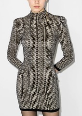 Balmain monogram-jacquard knitted mini dress