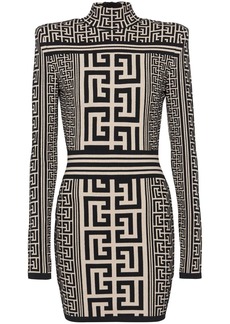 Balmain monogram jacquard knitted minidress