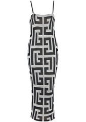 Balmain monogram-jacquard midi dress