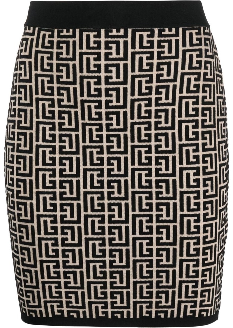 Balmain monogram-jacquard miniskirt