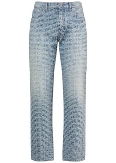 Balmain Monogram Jacquard Straight Denim Jeans