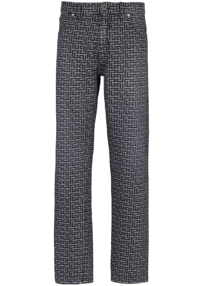 Balmain monogram jacquard straight-leg jeans