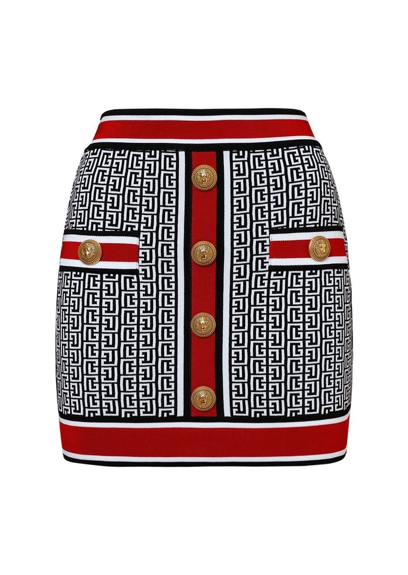 Balmain Monogram Knit Mini Skirt