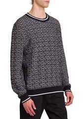 Balmain Monogram Merino-Knit Crewneck Sweater